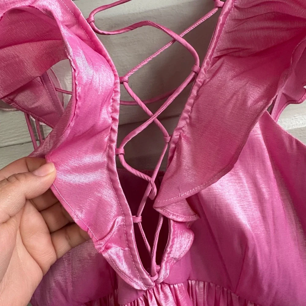 For love & lemons Pink Lace-Up Mini Dress - Picture 4 of 6